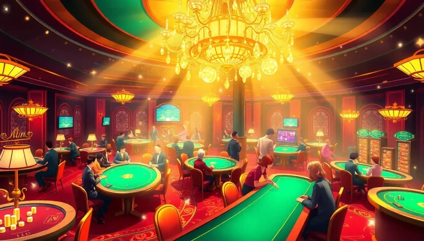 Experience the thrill of genie168 as players enjoy a luxurious casino atmosphere filled with excitement and magic.