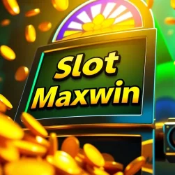 Experience the excitement of slot maxwin with an eye-catching slot machine surrounded by golden coins.