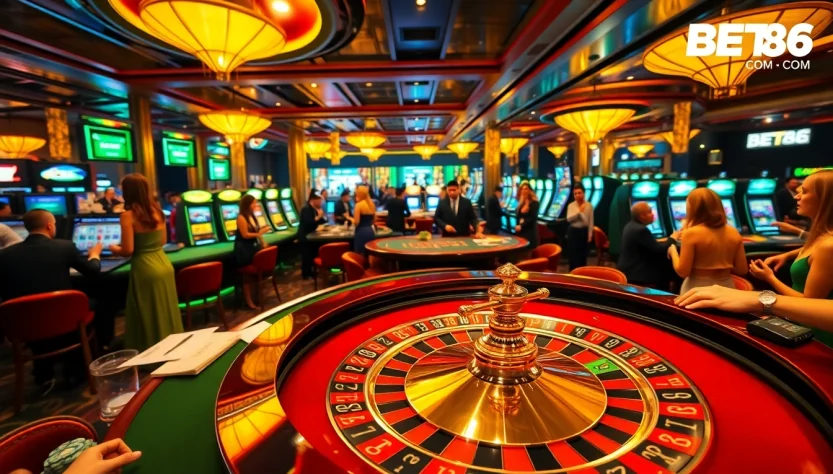 Experience thrilling gameplay at BET88 COM with lively tables and vibrant slot machines.