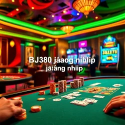 Experience the thrill of BJ88 đăng nhập as players engage at the casino's poker table with vibrant chips and cards.