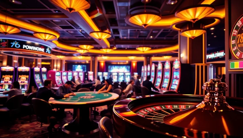 Experience the excitement of the casino with https://78winone.com/ at a lively poker table and vibrant slot machines.