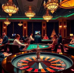 Explore the thrilling atmosphere of our upscale casino at https://thabetcom.dev/, featuring engaging table games and excited patrons.