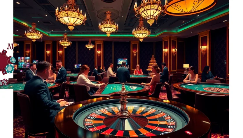 Explore the thrilling atmosphere of our upscale casino at https://thabetcom.dev/, featuring engaging table games and excited patrons.