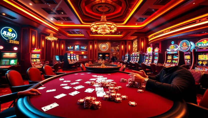 Experience the thrill of Nhà cái uy tín at an elegant casino table with poker players immersed in the game.