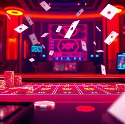Experience xóc đĩa online with an exhilarating digital casino table showcasing vibrant betting chips and a live dealer.