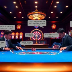 Experience intense poker gameplay with 'hentai chat' strategies discussed among players in a lively casino atmosphere.