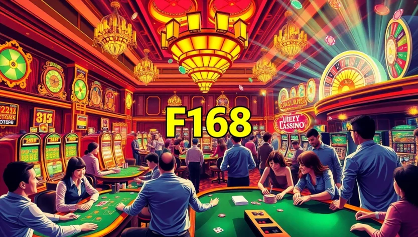 F168 captures the thrill of players winning at poker tables in a bustling casino.