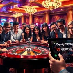 Experience the thrill of Vegas at casinos with online options at https://68gamebai.download/, featuring diverse players enjoying exciting games.