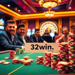 Experience the thrill of poker at https://32win.army/ with vibrant chips and intense player focus.