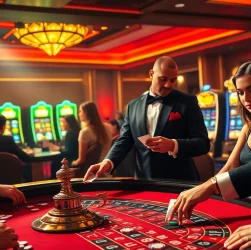 Exciting gameplay at the casino focused on hgo909 daftar with players betting on roulette.
