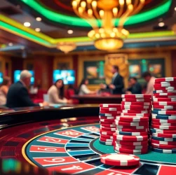 Engaging in chat ai porn while placing bets at a glamorous casino roulette table.