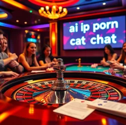 Roulette table capturing the essence of ai porn chat excitement in a bustling casino setting filled with players and vibrant lights.