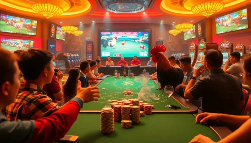 Experience ĐÁ Gà Trực Tiếp action with thrilling live matches and enthusiastic gamblers cheering!