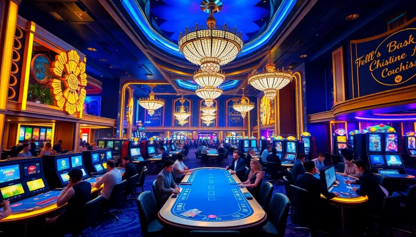 Experience the excitement of QQ88 CASINO with vibrant gaming tables and enthusiastic players.