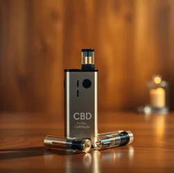 Showcasing a premium 510 thread battery alongside CBD oil cartridges for an elegant vaping experience.