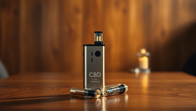 Showcasing a premium 510 thread battery alongside CBD oil cartridges for an elegant vaping experience.